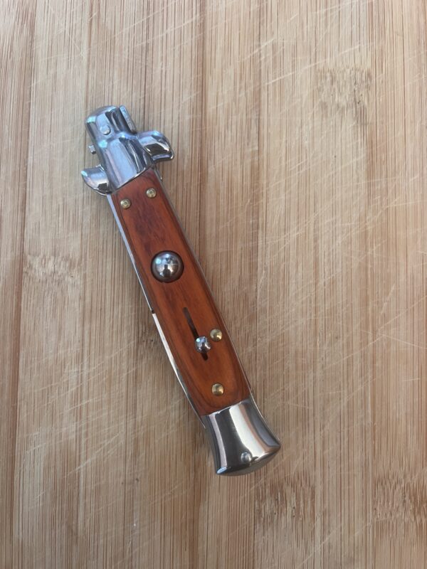 Steel and wood switchblade closed